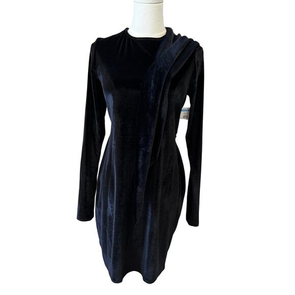 NWT TOPSHOP NORDSTROM Women's Black Knot Wrap Velvet Mini Dress Size 4-6 - Picture 4 of 8